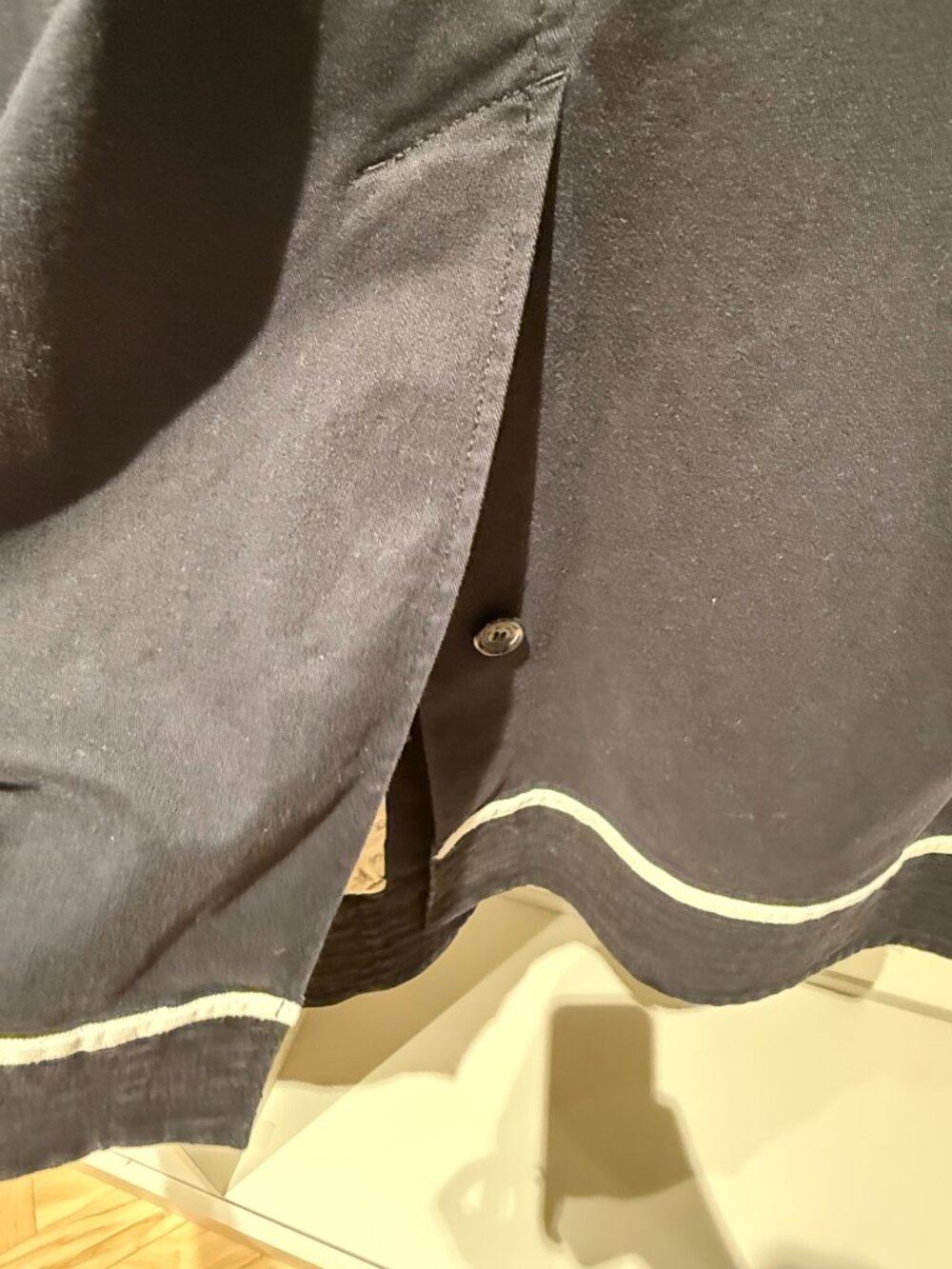 Marc by Marc Jacobs Black Cotton Trench Coat White Piping 3/4 Sleeve Nautical M - Picture 7 of 8